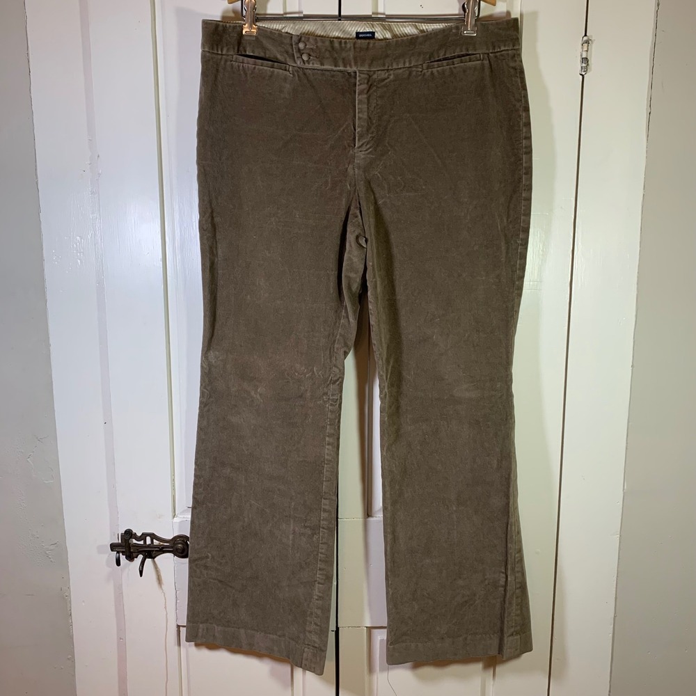 VTG GAP‎ Modern Fit Flare Velvet Pants Women Sz 16R Brown Stretch Casual Neutral